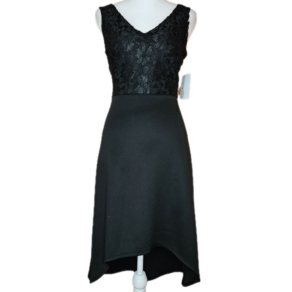Enfocus Studio Lace Overlay Cocktail Dress Women's‎ 4 High Low Evening Elegant